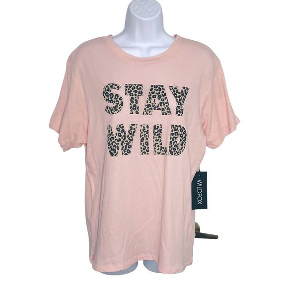 Wildfox Stay Wild Leopard Print Graphic Tee Large NEW - Picture 1 of 8